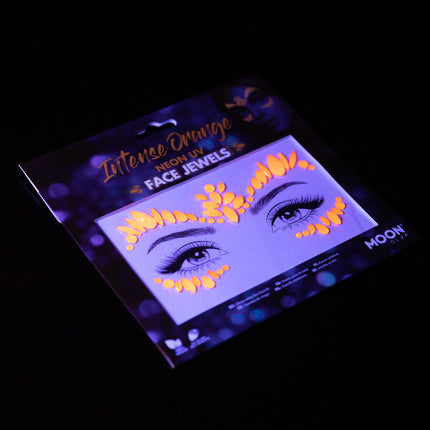 Moon Glow Neon UV kasvojen korut Intense Oranssi
