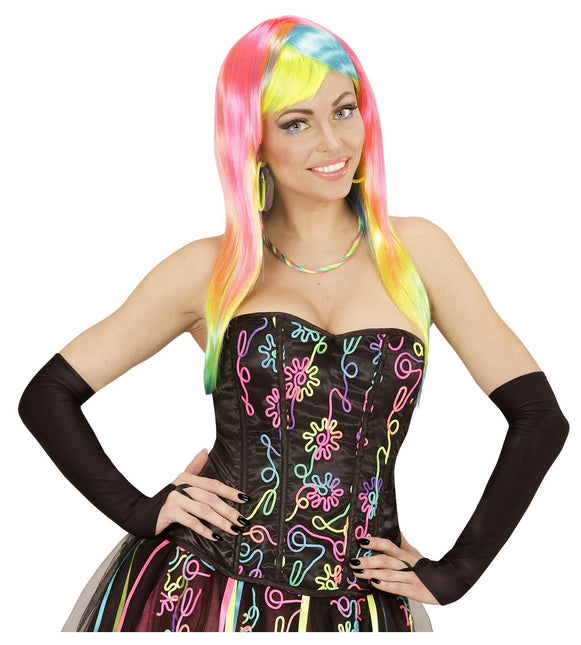 Mustat käsineet Fingerless Satin