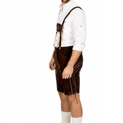 Tummanruskea Lederhose Miehet Lyhyt