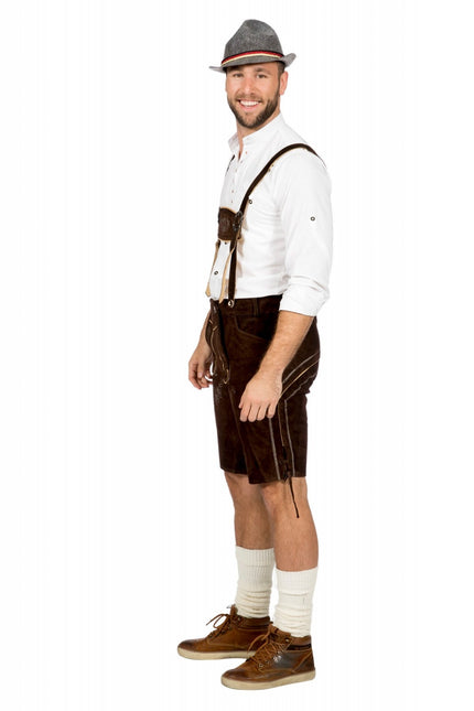 Tummanruskea Lederhose Miehet Lyhyt