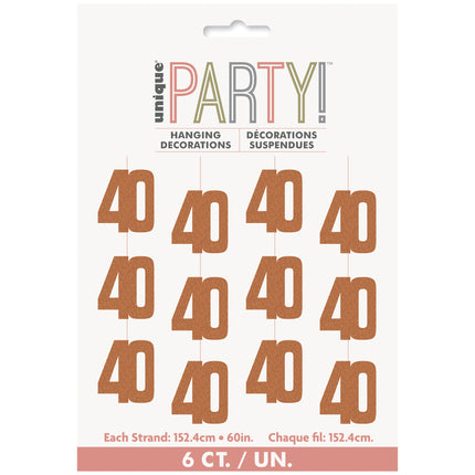 40 vuotta roikkuu koristelu Rose Gold 1.52m