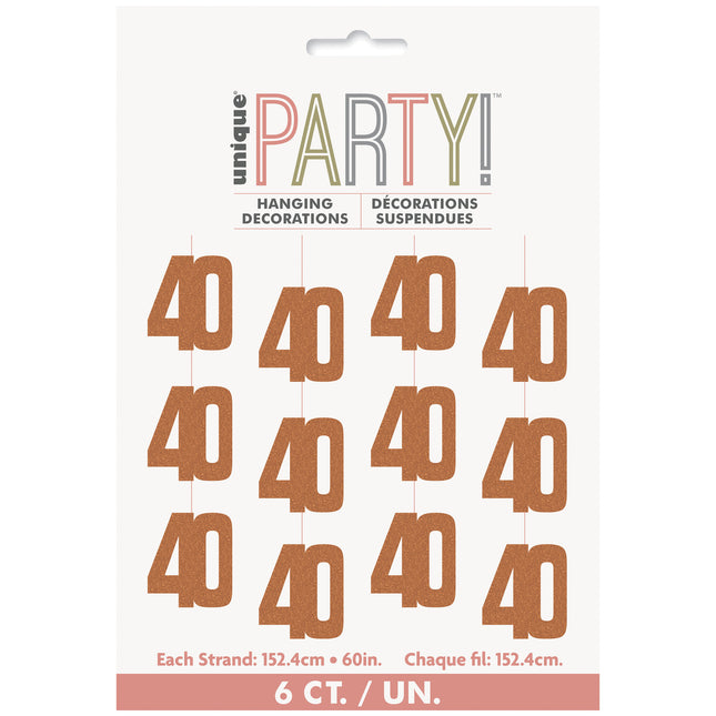 40 vuotta roikkuu koristelu Rose Gold 1.52m