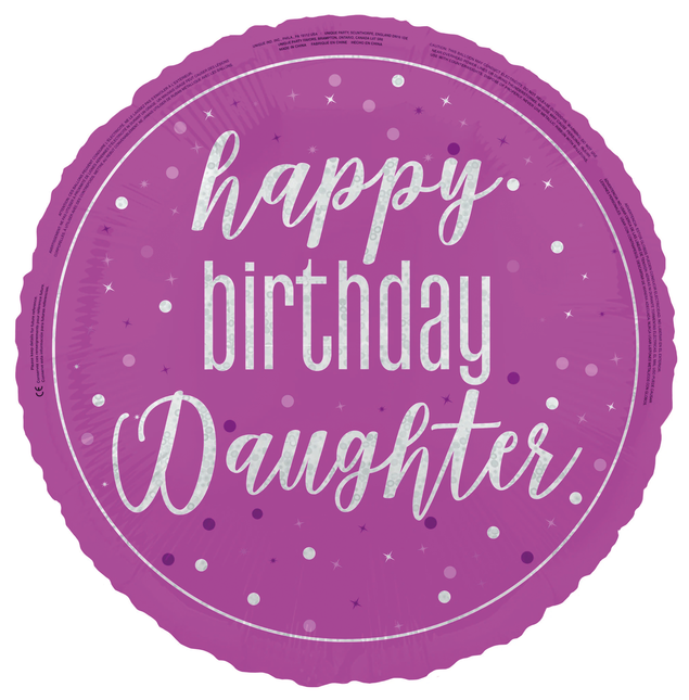 Hyvää syntymäpäivää helium ilmapallo tyhjä tytär 45cm