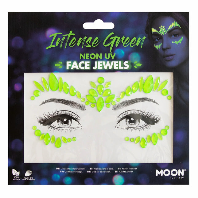 Moon Glow Neon UV kasvojen korut Intense Green (Intensiivinen vihreä)