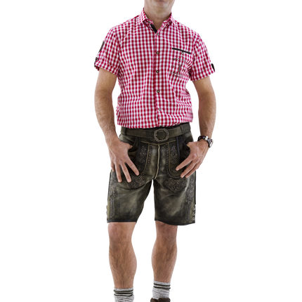 Punainen valkoinen pusero Miesten lyhythihainen perinteinen ruudullinen pusero