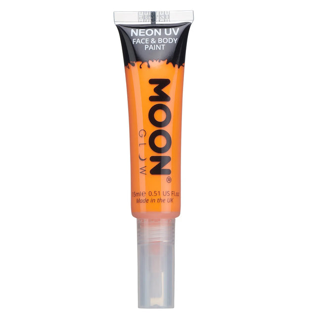 Moon Glow Neon UV kasvomaali siveltimellä Intense Orange 15ml