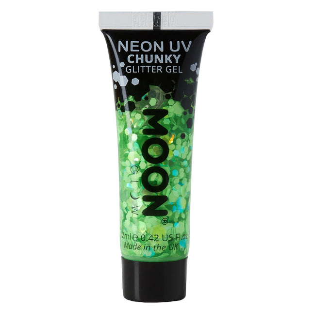 Moon Glow Neon UV Chunky Glitter Gel Vihreä 12ml
