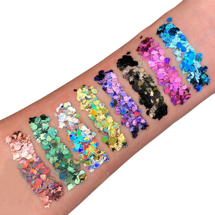 Moon Glitter Hologrammi Glitter Shapes Vaaleanpunainen 3g