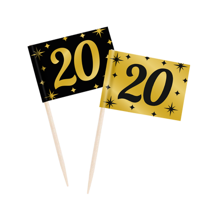 Kultaiset mustat cocktailpikarit 20 vuotta 6.5cm