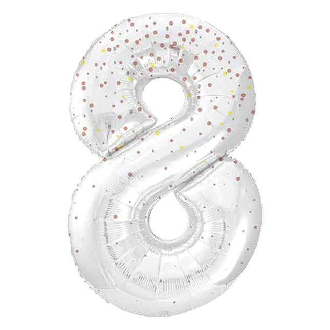 8 vuoden hahmo ilmapallo valkoiset pisteet 86cm