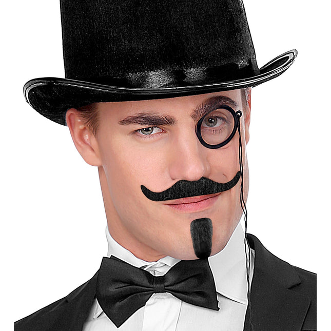 Mustat väärennetyt viikset ja vuohenpukki