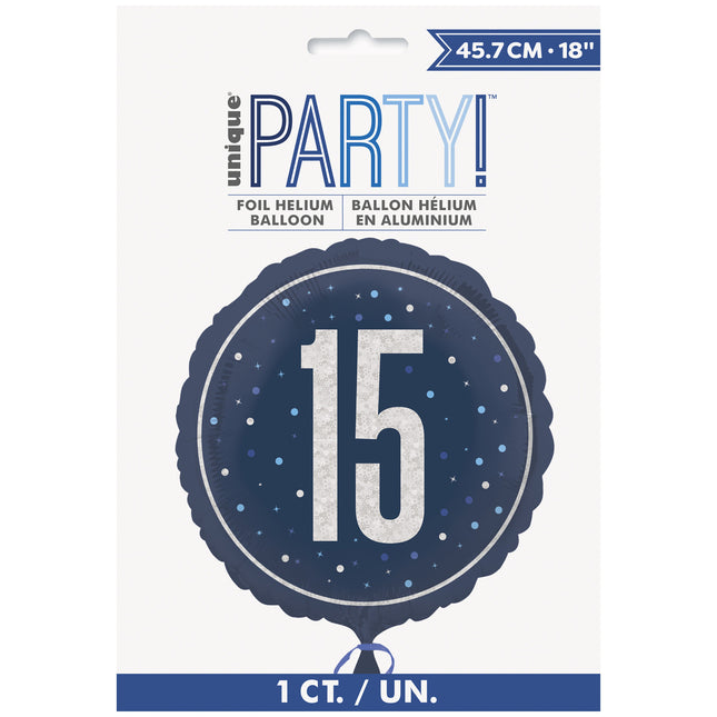 15 vuotta Helium ilmapallo sininen tyhjä 45cm