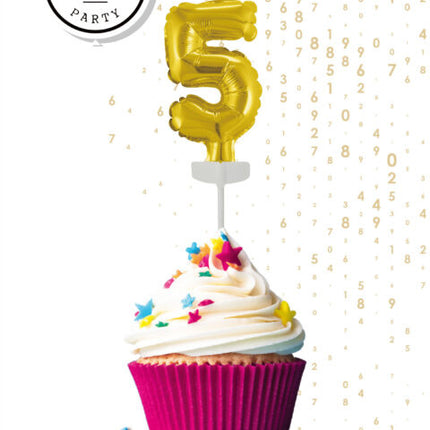 Kultainen kakku topper 5 vuotta folio ilmapallo 12.5cm