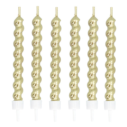 Kultaiset kynttilät pidikkeessä 6kpl