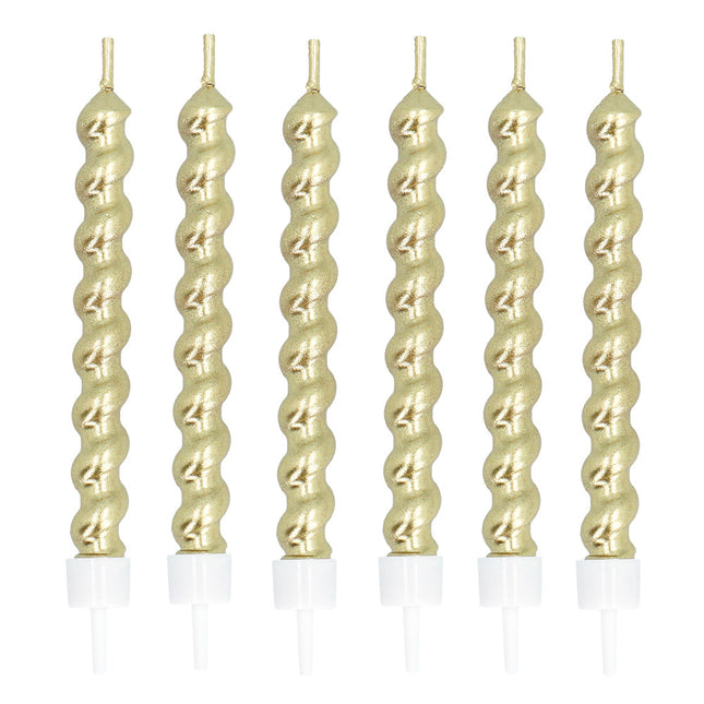 Kultaiset kynttilät pidikkeessä 6kpl