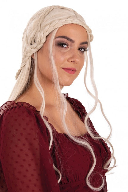 Peruukki Queen Dainerys pitkä punoksilla vaalea vaalea