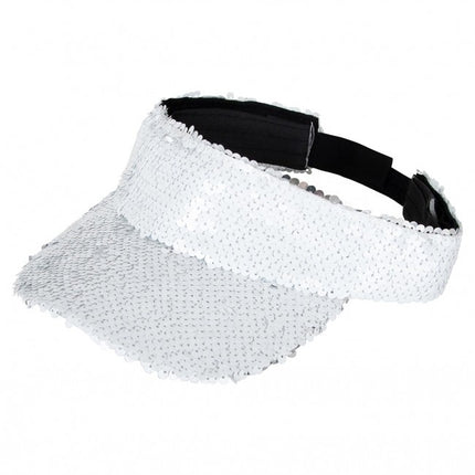 Aurinkovisiiri paljeteilla Valkoinen