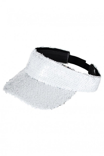 Aurinkovisiiri paljeteilla Valkoinen