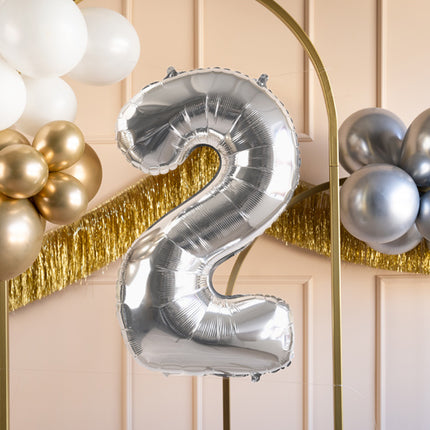 2 vuoden kuva ilmapallo hopea tyhjä 72cm