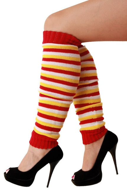 Säärilämmittimet Rd/Wt/Gl Kapeat raidat