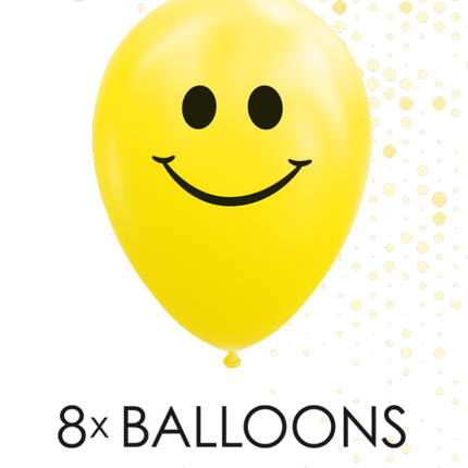 Keltaiset ilmapallot Smiley 30.5cm 8kpl