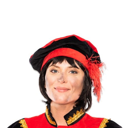 Pietenbaret sametti höyhenellä punainen/musta