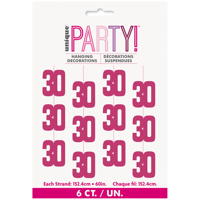 30 vuotta roikkuu koristelu vaaleanpunainen 1.52m