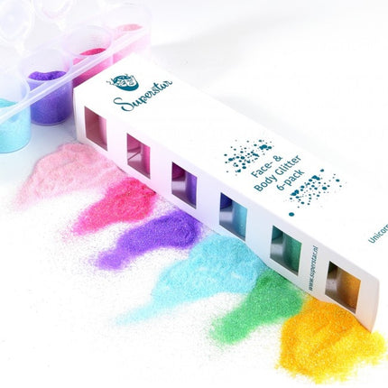 Värillinen Glitter Unicorn hieno 6kpl