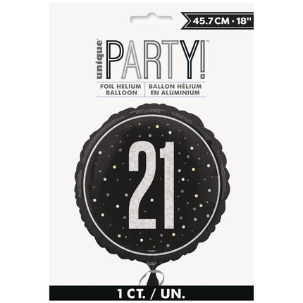21 vuotta Helium ilmapallo musta tyhjä 45cm