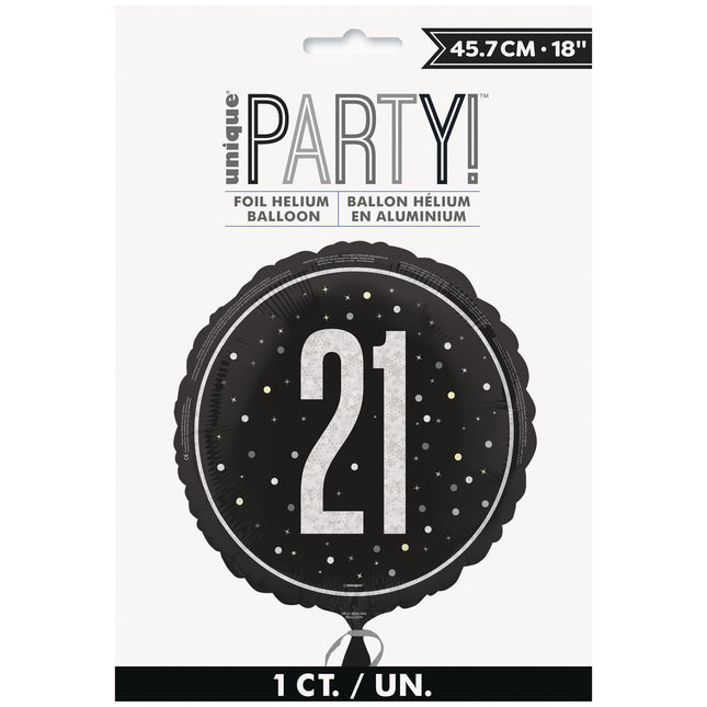 21 vuotta Helium ilmapallo musta tyhjä 45cm