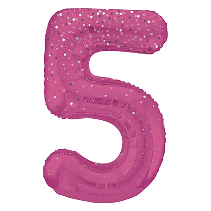 5 vuoden kuva ilmapallo vaaleanpunaiset pisteet 86cm