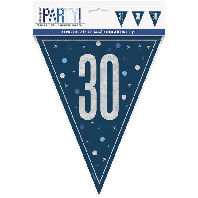 30 vuotta Garland sininen 2.5m