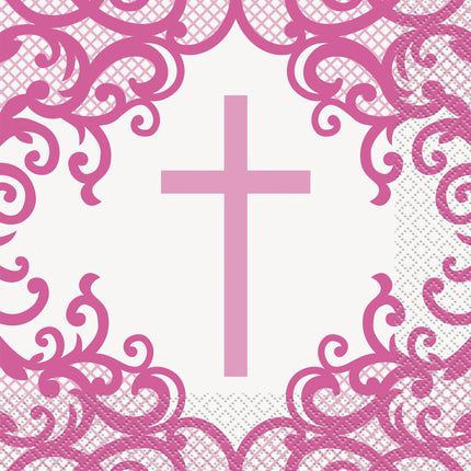 Ristiäiset lautasliinat vaaleanpunainen 16kpl