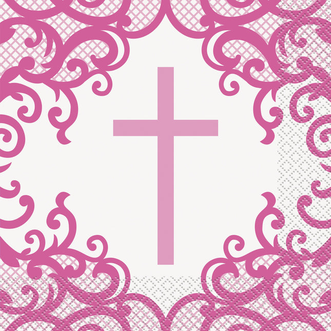 Ristiäiset lautasliinat vaaleanpunainen 16kpl