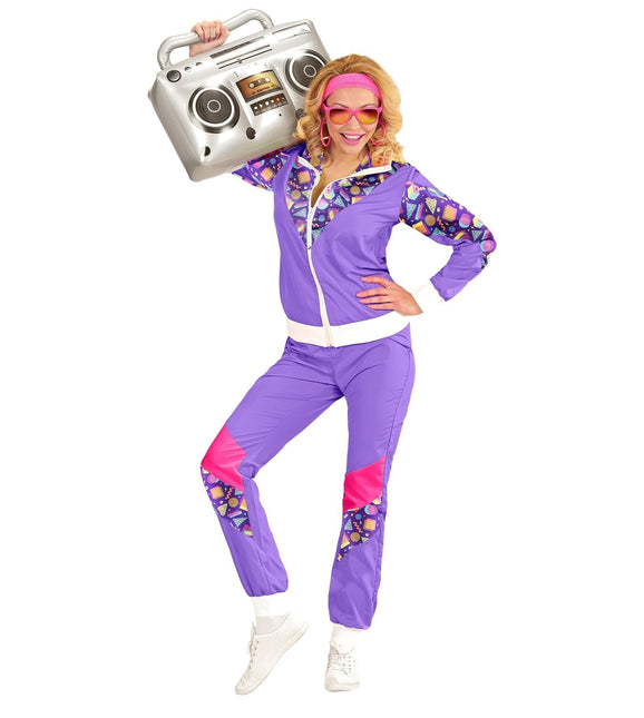 Neon 80S Verryttelypuku Viallinen violetti