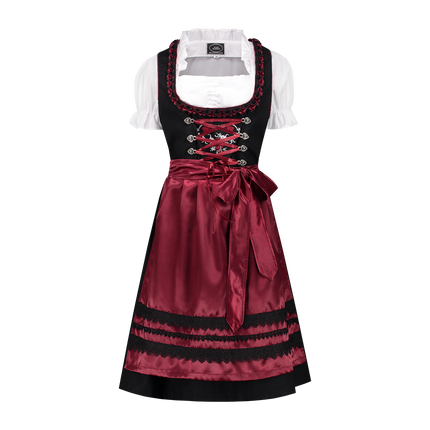 Musta Punainen Dirndl Mekko Oktoberfest Ladies Bordeaux