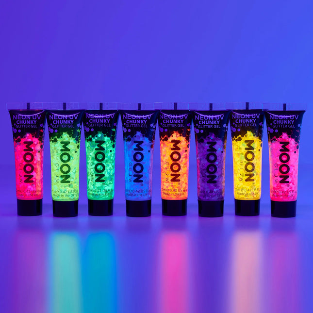 Moon Glow Neon UV Chunky Glitter Gel keltainen 12ml