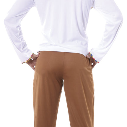 Hippie 60S puku ruskea valkoinen miehet