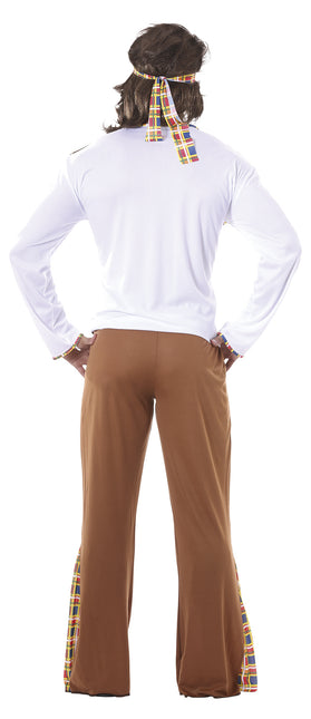 Hippie 60S puku ruskea valkoinen miehet