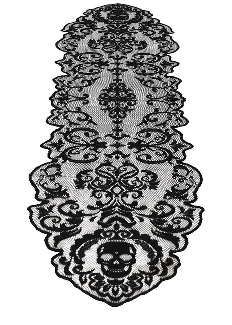Musta Halloween pöytäliina Lace 180cm