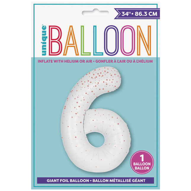 6 vuoden hahmo ilmapallo valkoiset pisteet 86cm