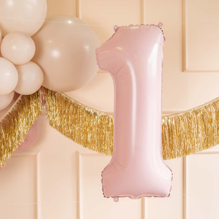 1 vuosi kuva ilmapallo vaaleanpunainen tyhjä 72cm