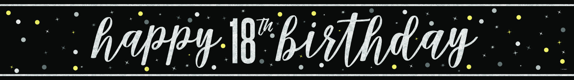 Hyvää syntymäpäivää banneri musta 18 vuotta 2.74m