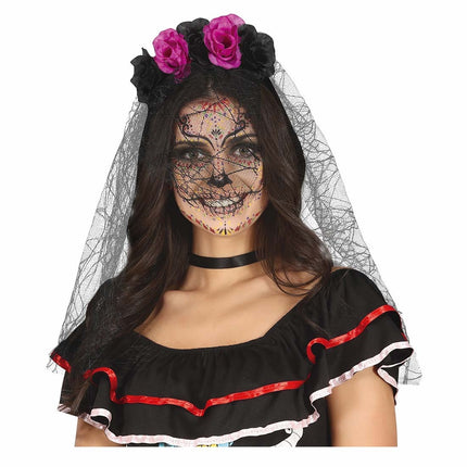 Violetti musta hiusnauha huntu