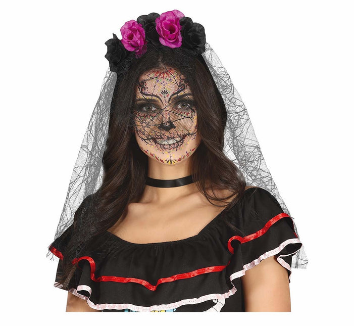 Violetti musta hiusnauha huntu