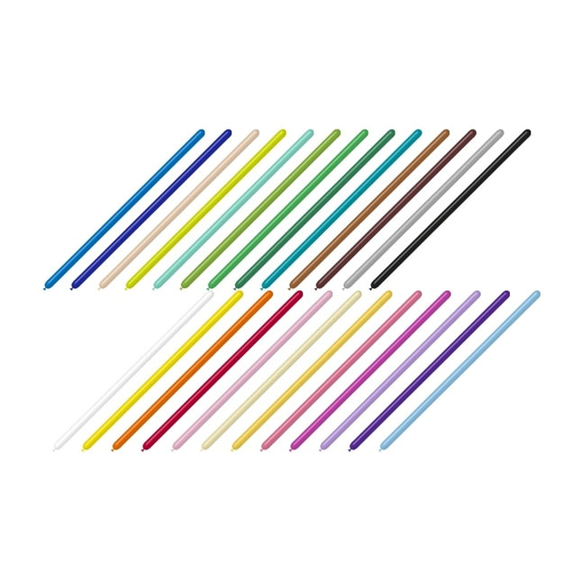 Värilliset mallinnus ilmapallot 2.5cm 150cm 100kpl