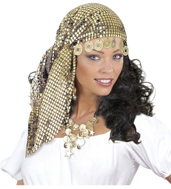 Kultainen otsapanta paljetteja