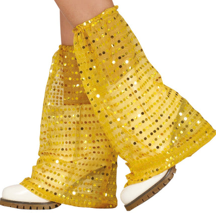 Kultainen säärilämmittimet paljetteja Organza