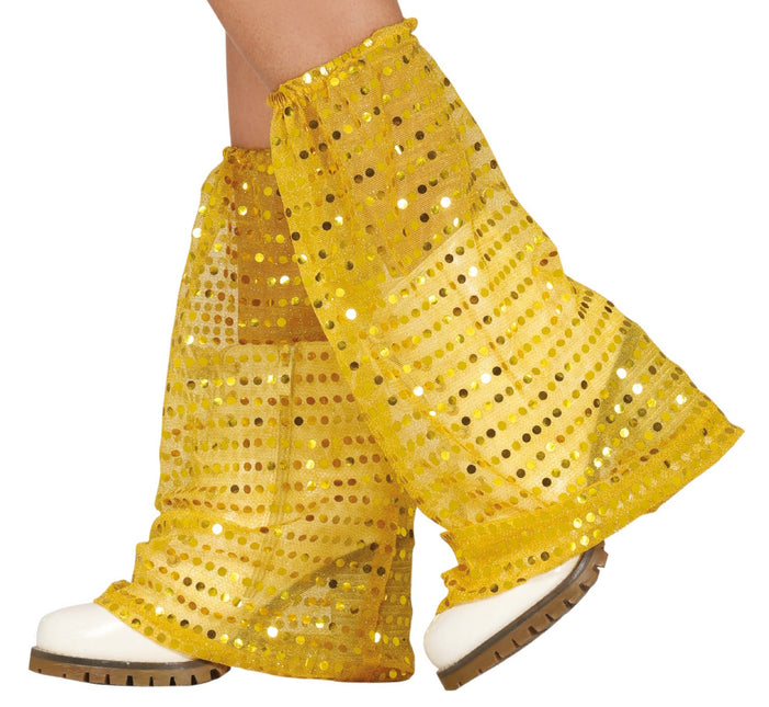 Kultainen säärilämmittimet paljetteja Organza