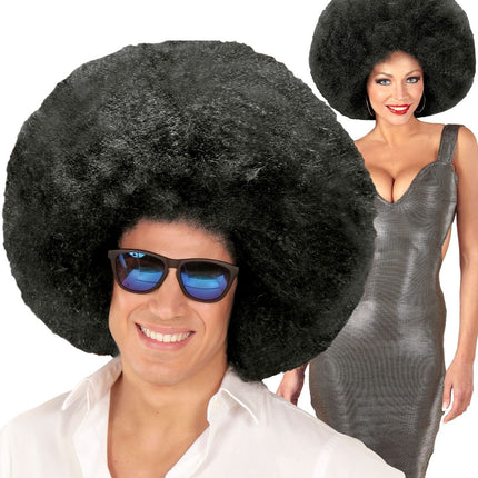 Musta peruukki Afro Extra Big